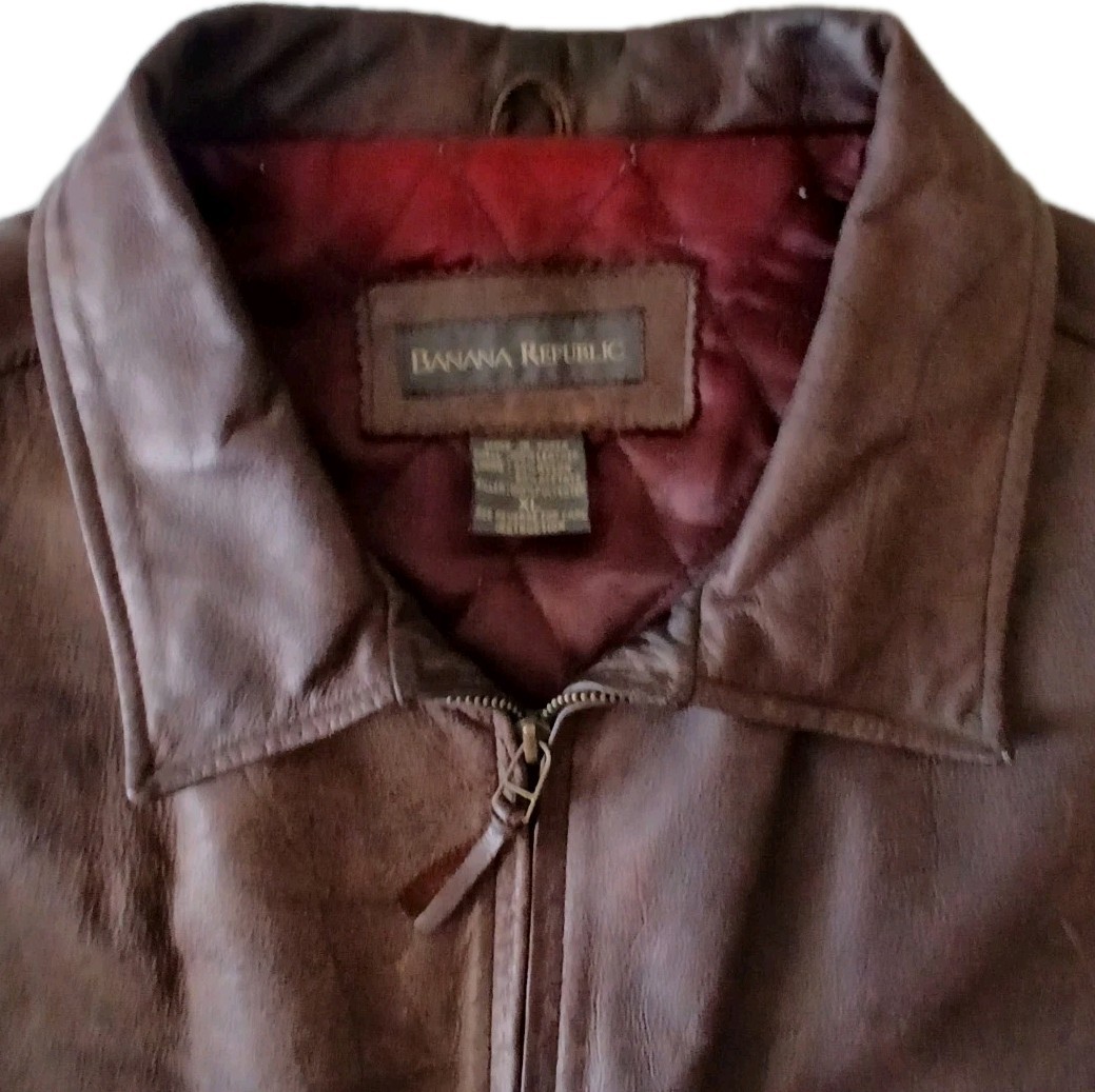 Vintage 1990s Banana Republic 100% Leather Jacket Brown Men's Size