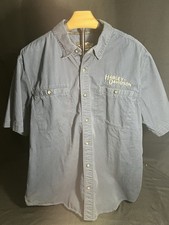 Harley Davidson Mens Sz L Button Shop Work Mechanic