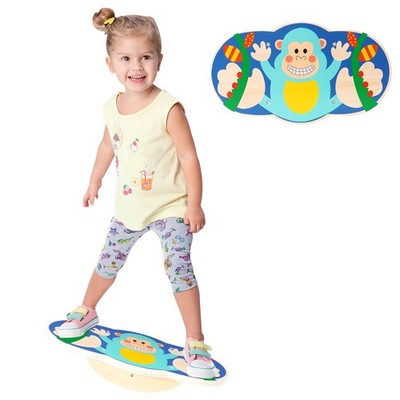Wobble Balance Board for Kids, Wooden Rocker Board for Children, Capable of B...