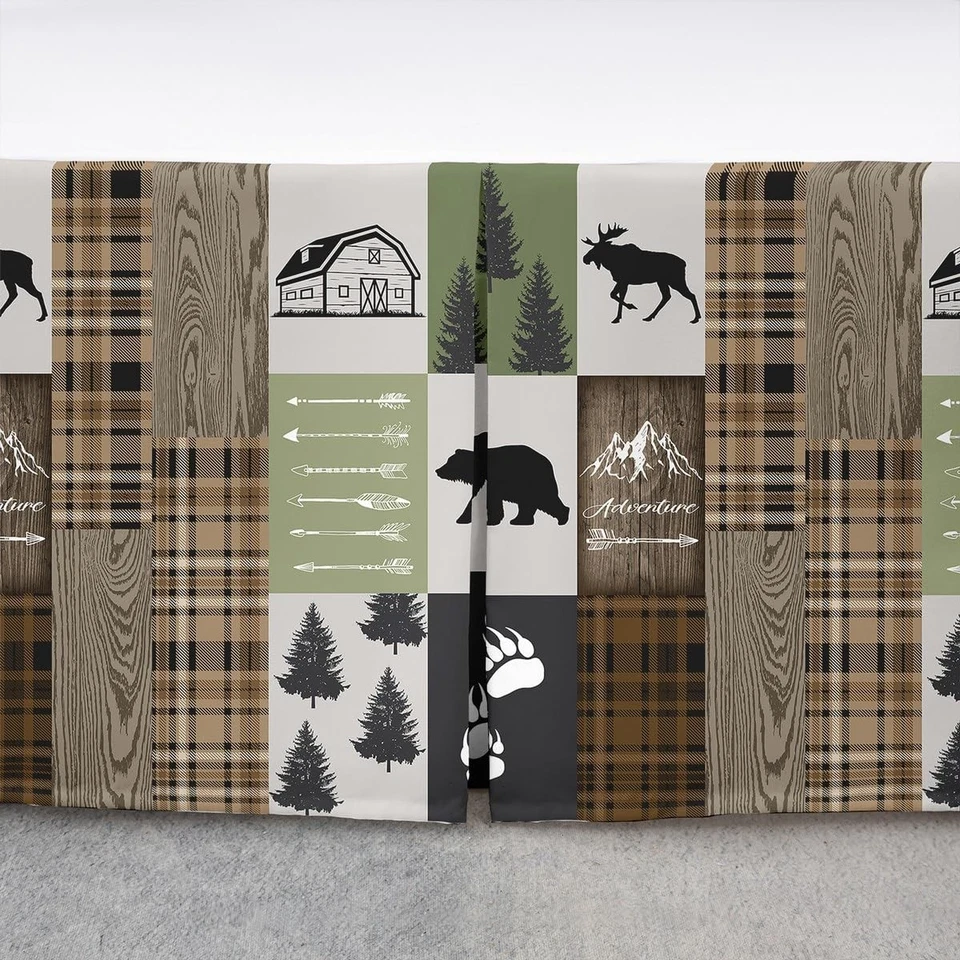 Олень кровать юбка королевский размер, медведь коготь сосны геометрические Plaids юбка для кровати 3шт для K... - Изображение 4 из 4