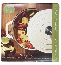 Dash Of That 5qt White Enameled Cast Iron Dutch Oven - New