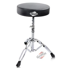 GRIFFIN Drum Throne - Padded Percussion Seat Drummers Stool Guitar Chair Stand