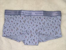 Victoria's Secret Panties Boyshort Shortie Panty Logo Cotton Blue Floral Medium