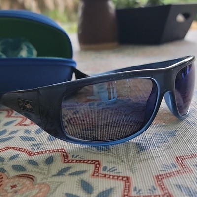 Pelagic Legend 1060 Wrap Sunglasses Polarized Mirrored Blue Lens + Case