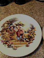 Vintage Set of Two English Bone China Love Story Plates by Marlborough - 1980