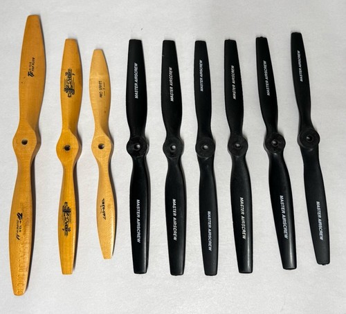 MASTER AIRSCREW Black RC Airplane Propellers & Wood …Lot Of 9