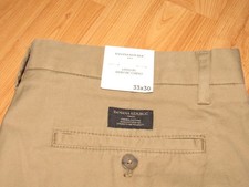 NWT New BANANA REPUBLIC Men's 33 X 30 Tan Lived In Chinos Pants Athletic Cotton