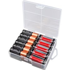 AA/AAA Battery Storage Box Case Transparent Battery Storage Container Holding 24