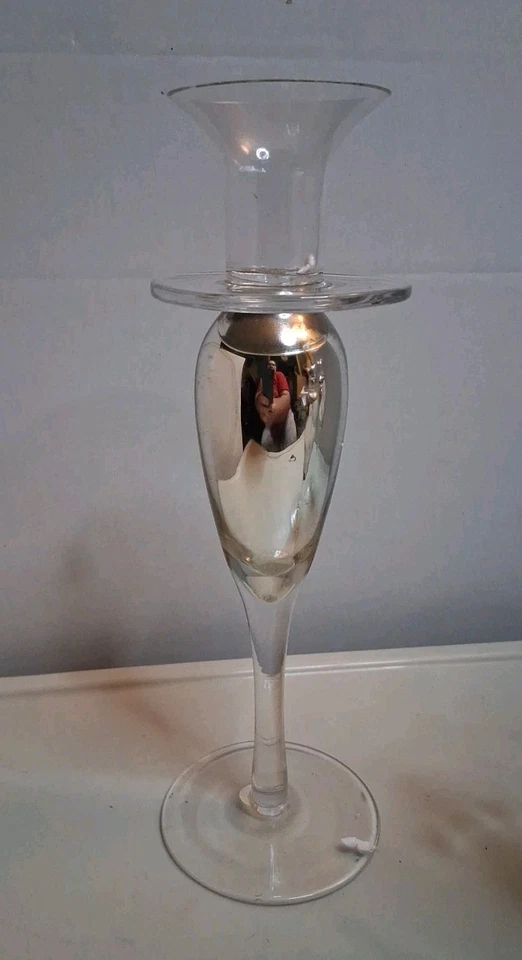 Portavelas vintage con pedestal de vidrio de mercurio de 3 piezas *alturas cónicas* Foto 2 de 4