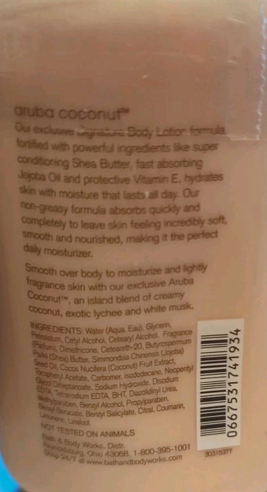 Bath & Body Works Aruba Coconut Body Lotion 8 fl oz Sealed - Image 2 of 2