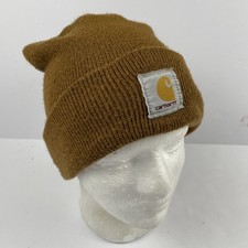 Carhartt Logo Knit Cuffed Beanie Hat OS Brown Workwear