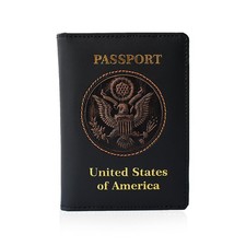 RFID Leather Passport Cover USA - Premium Travel Wallet with 6 Card Slots, ID...