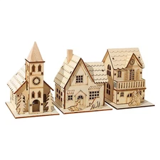 Light Up Wooden House LED Table Christmas Cabin 3x Funny Holiday Beautiful
