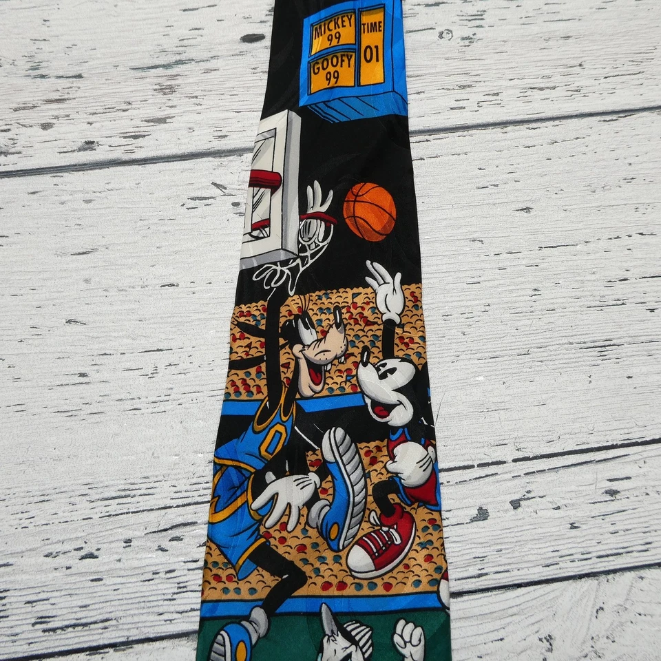 Corbata vintage Mickey Inc Disney para hombre talla única seda baloncesto Goofy Mickey Ref 90s Foto 2 de 4