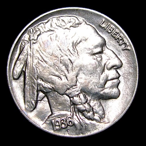 1936 Buffalo Nickel ---- Gem BU toned Reverse Coin ---- #837M