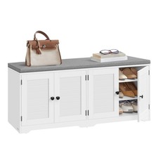 Shoe Storage Bench with Cushion, 3-Tier Entryway Bench with Padded Seat, Door...