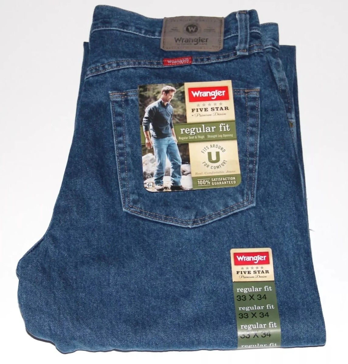 Wrangler Regular Fit Jeans Straight Leg Men's Size 100% Cotton