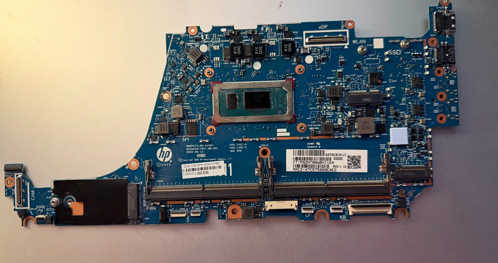 GENUINE HP ELITEBOOK 860 G9 INTEL MOTHERBOARD i5 3.96 N22215-601 TESTED/WORKS