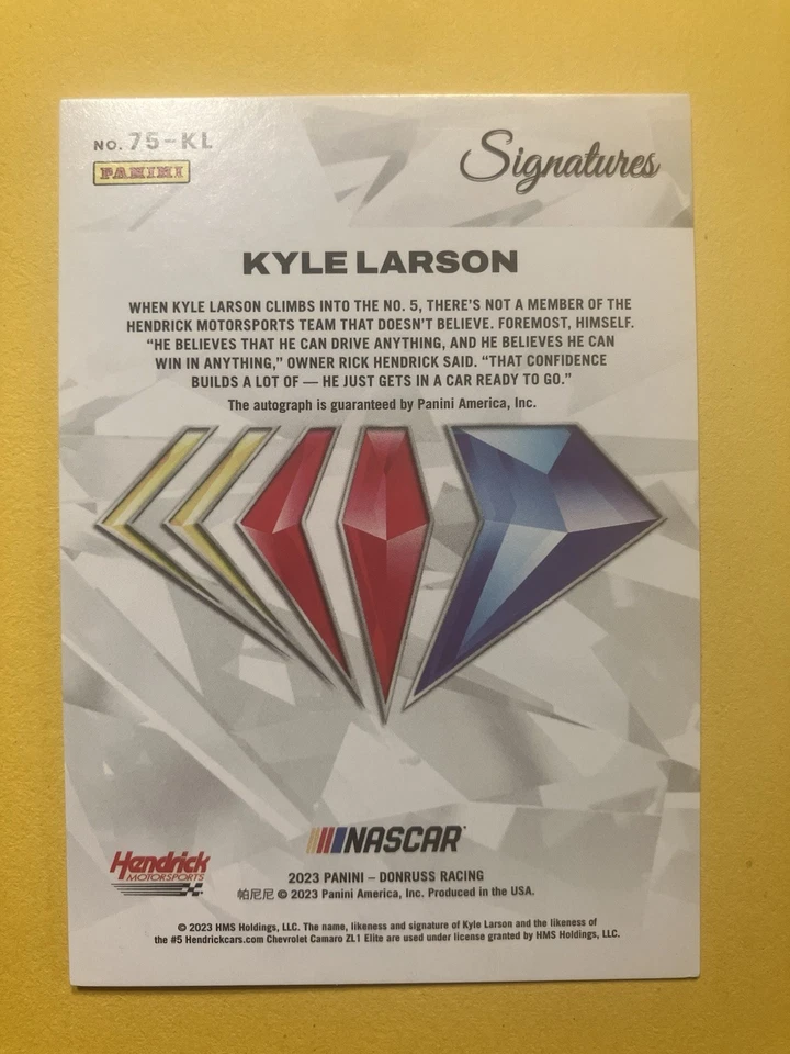 Panini Donruss Signatures 2023 Kyle Larson en tarjeta automática/75 Foto 2 de 3
