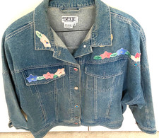 Vintage SB II. Jeans Appliqued Denim Jacket Blue Medium