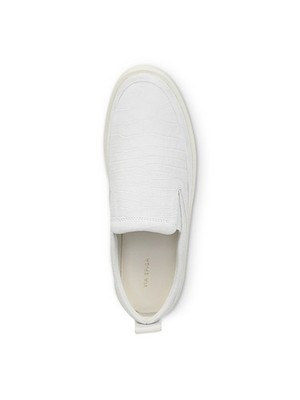 VIA SPIGA Womens Ivory Croc Markie Platform Athletic Sneakers 9.5 M