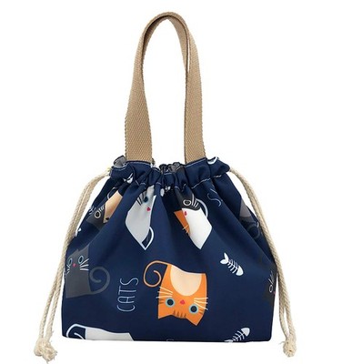 Mini Lunch Tote Pouch Reusable Small Cute Lunch Bag with Drawstring Suitable ...