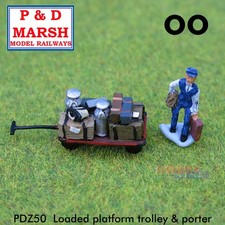 LOADED PLATFORM TROLLEY & PORTER Painted ready to place PD Marsh OO gauge Z50