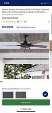 52in “Summersville” Indoor/outdoor Harbor Breeze Ceiling Fan (no Globe)