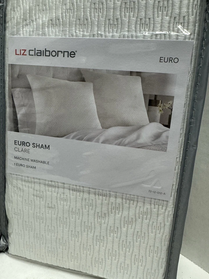 Liz Claiborne Almohada Acolchada Falsa Euro Cosida Blanco Lote de 2 26"x26" Foto 4 de 4