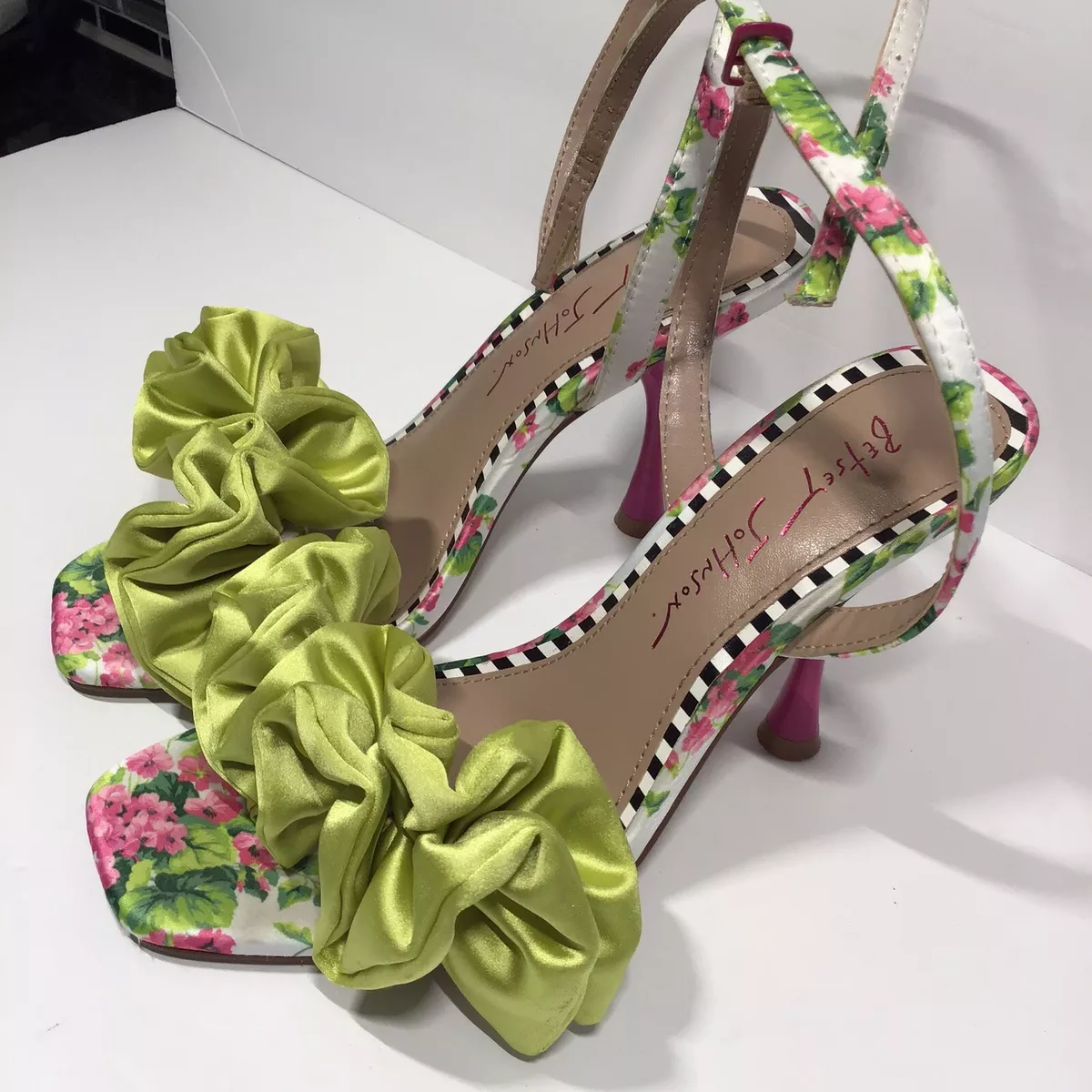 Pink and shop green heels