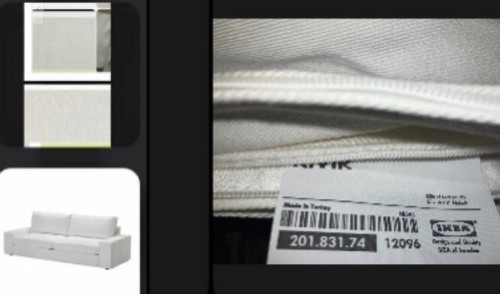 IKEA Kivik Blekinge White 3-Seat Sofa RARE Standard 89” NIP COVER ONLY Washable - Afbeelding 3 van 9