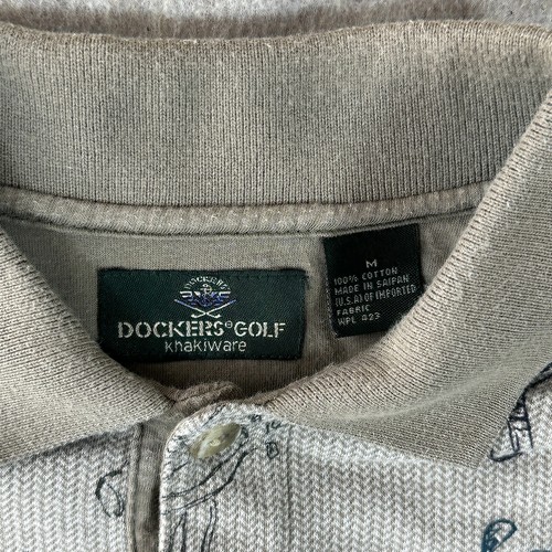 Polo uomo vintage Dockers golf panna media AOP stampa all over colletto anni 90 - Foto 3 di 8