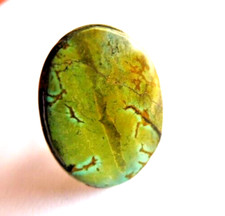 Bague en Turquoise du Tibet  26x19mm-26.Cts-réglable 52-56-Argent massif