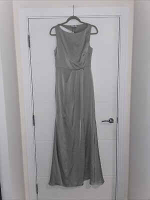 Coast Sage Green Satin Slip Maxi Dress Size 10 Bridesmaid Cut
