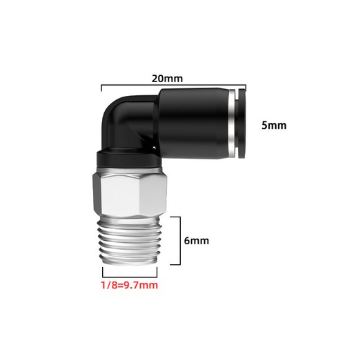 Pneumatic Push In Fitting Air Water Pipe - 90° Male Elbow Stud 3/4/5/6/8/10 mm - Picture 22 of 37