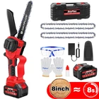 8" Brushless Cordless Chainsaw 4000W Powerful Wood Cutter Saw + 4.0Ah Battery