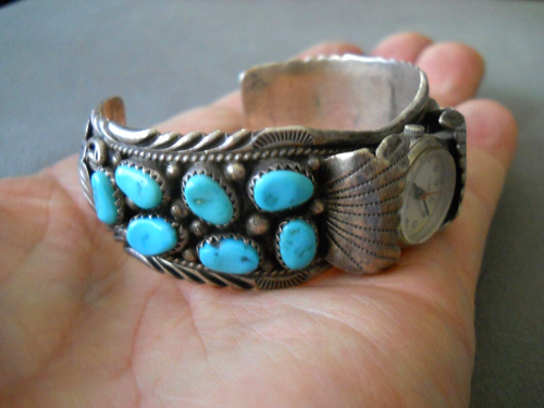 Indianer Dornröschen Türkis Cluster Sterlingsilber Uhrenarmband