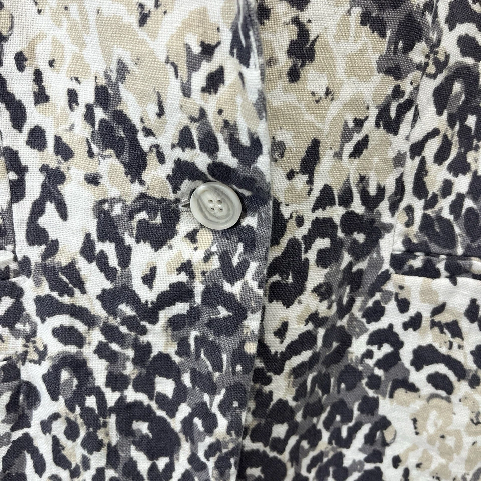 Joie Blazer Jacket 12 100% Linen Gray Beige Animal Print Lined 1 Button B165 - Image 3 of 4