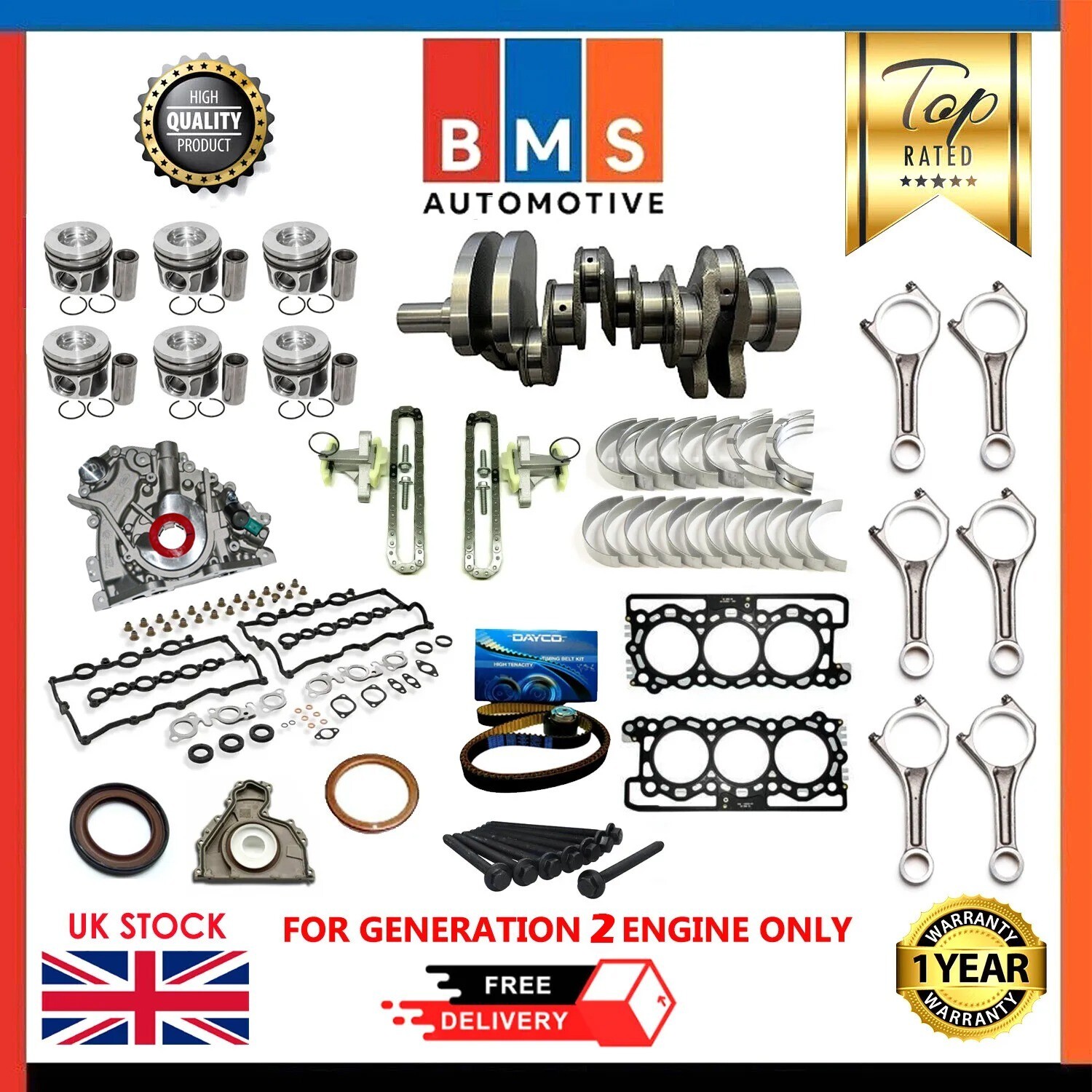 306DT Engine Rebuild Kit with Forged Crankshaft for Land Rover 3.0 TDV6 Gen 2