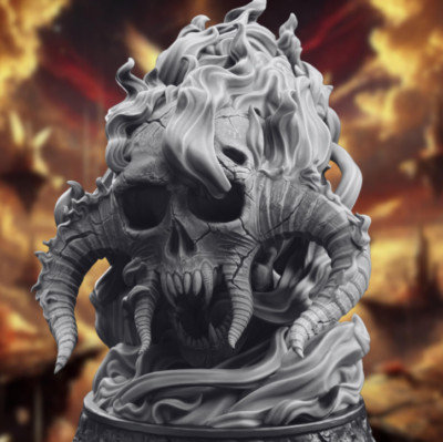 Giant Infernal Flameskull DnD Mini | Multiple scales | By DM Stash