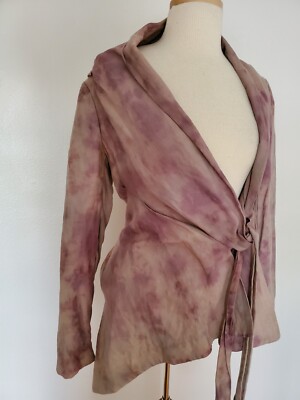 painted BCBG Max Azria linen blazer cardigan ballet wrap beige tan