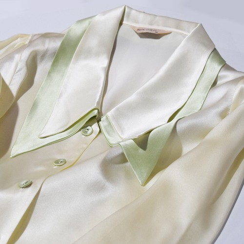Paar Pyjama Maulbeerseide 100 % Nachtwäsche weich Langarm Revers Shirts Sets - Bild 5 von 17