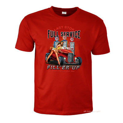 Pinup T-Shirt Hot Rod speed shop szene Garage Werkstatt Rockabilly Fun *1067 rot