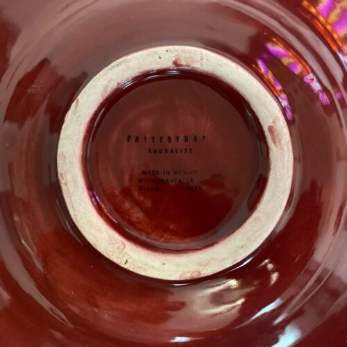 Pottery Barn SAUSALITO Saucers 2 Maroon Saucers & 1 Terracotta Color 6" Wide EUC - Picture 2 of 2