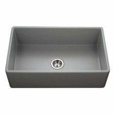 Chelsea 33" Gray Fireclay Farmhouse Single Bowl Kitchen Farm Sink Apron Front