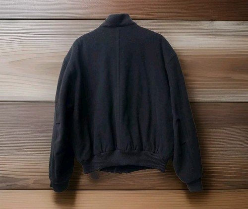 HUGO BOSS wool cashmere bomber jacket Black coat Vintage Germany EUC 40R - Picture 7 of 11