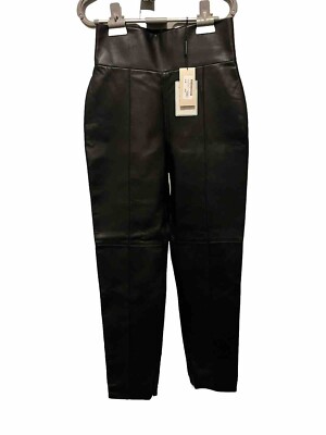 Alexandre Vauthier Leather Slim Leg Pants High Rise Zip