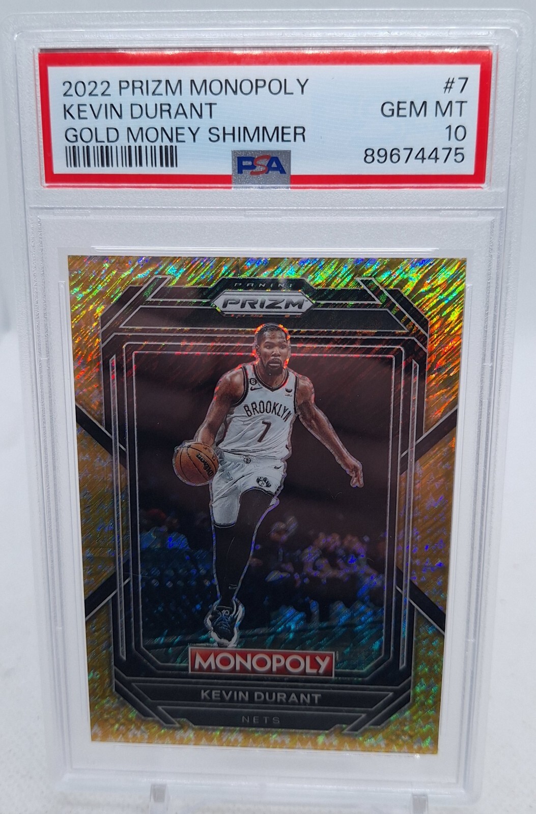 2022 Panini Prizm Monopoly #7 Kevin Durant Gold Money Shimmer 194/500 PSA Gem 10