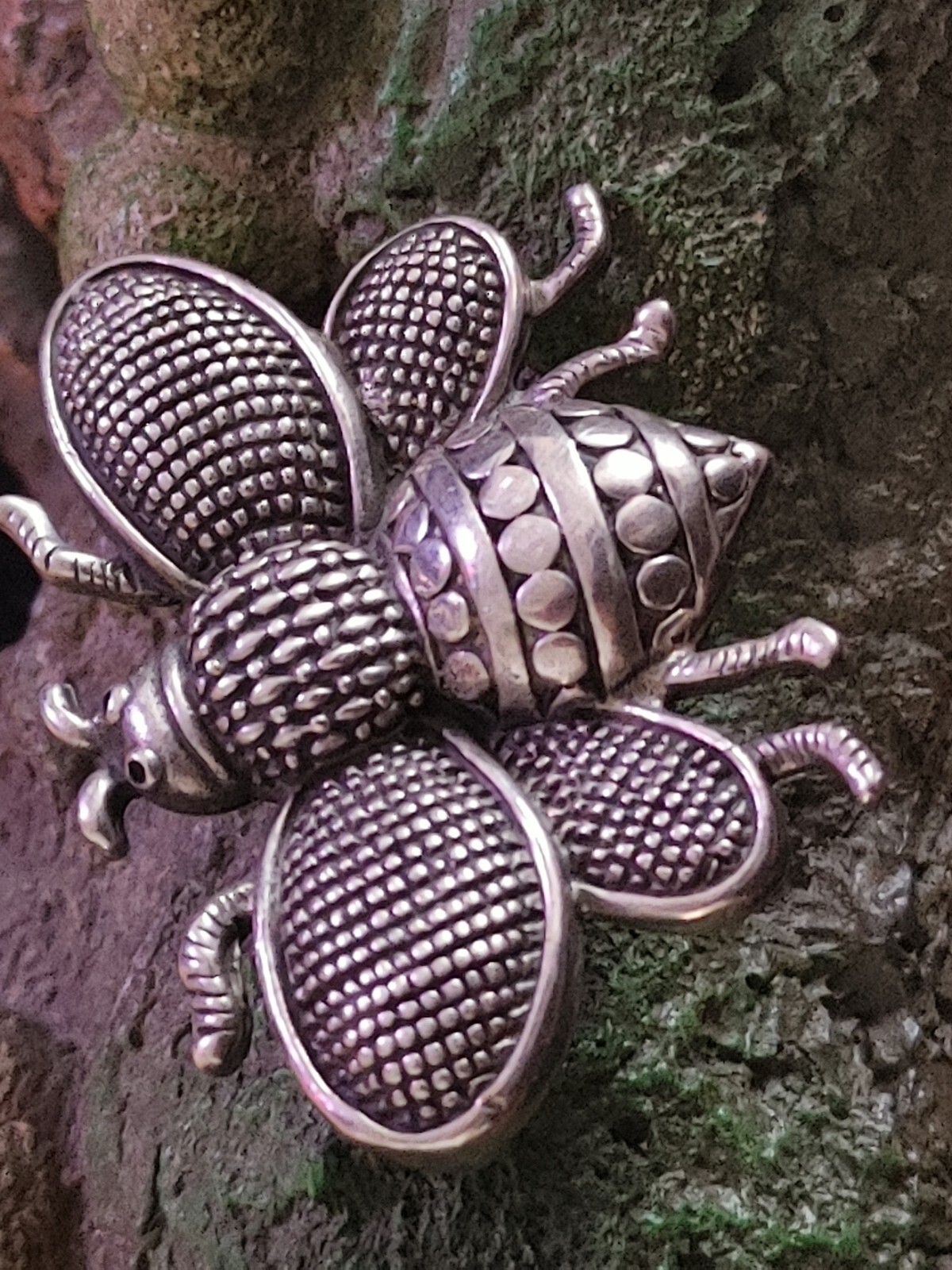 Sterling Silver Patterned Textured Bumblebee Broo… - image 10