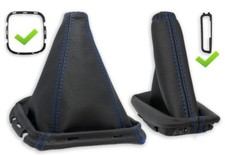 FUR NISSAN PATHFINDER R51 SCHALTMANSCHETTE HANDBREMSSACK LEDER NAHT BLAU +RAHMEN